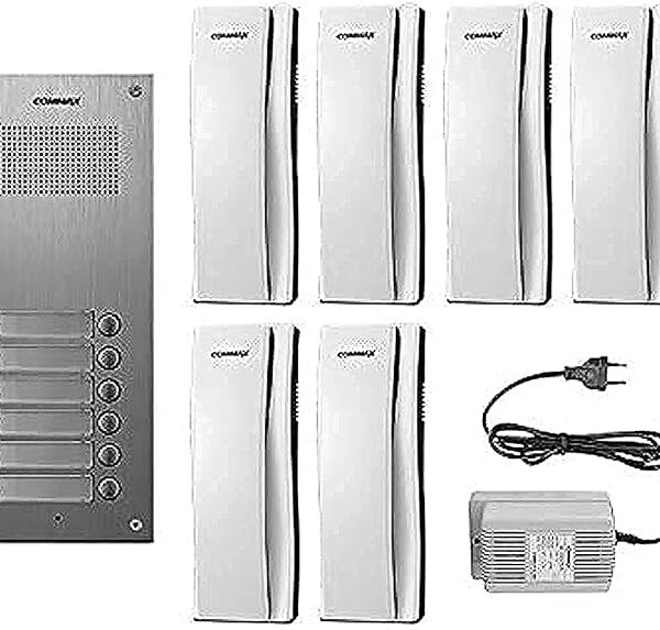 لوحة انتركم كوماكس صوتي مع6سماعه مع مشتملاتها، الومنيوم، فضي